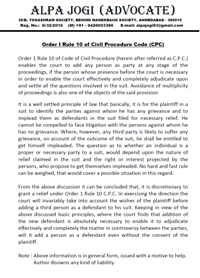 Order 1 Rule 10 of CPC