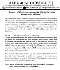 Recovery of Maintenance Amount by Wife for the orders passed under 125 CrPC