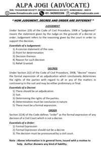 Difference between Judgement, Decree and Order